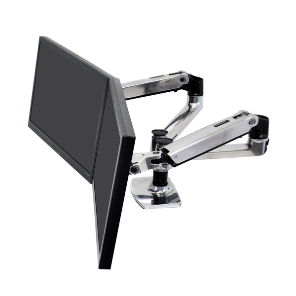 Ergotron LX Side-by-side Dual arm polished aluminium