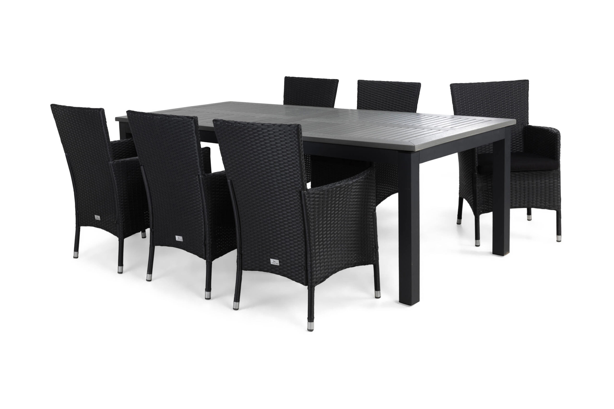 Ruokailuryhmä Monaco 220-280 cm 6 Thor tuolia Pehmusteet - Musta