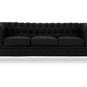 Chesterfield Lyx 3-istuttava Syvä sohva tekonahkassa – Musta
