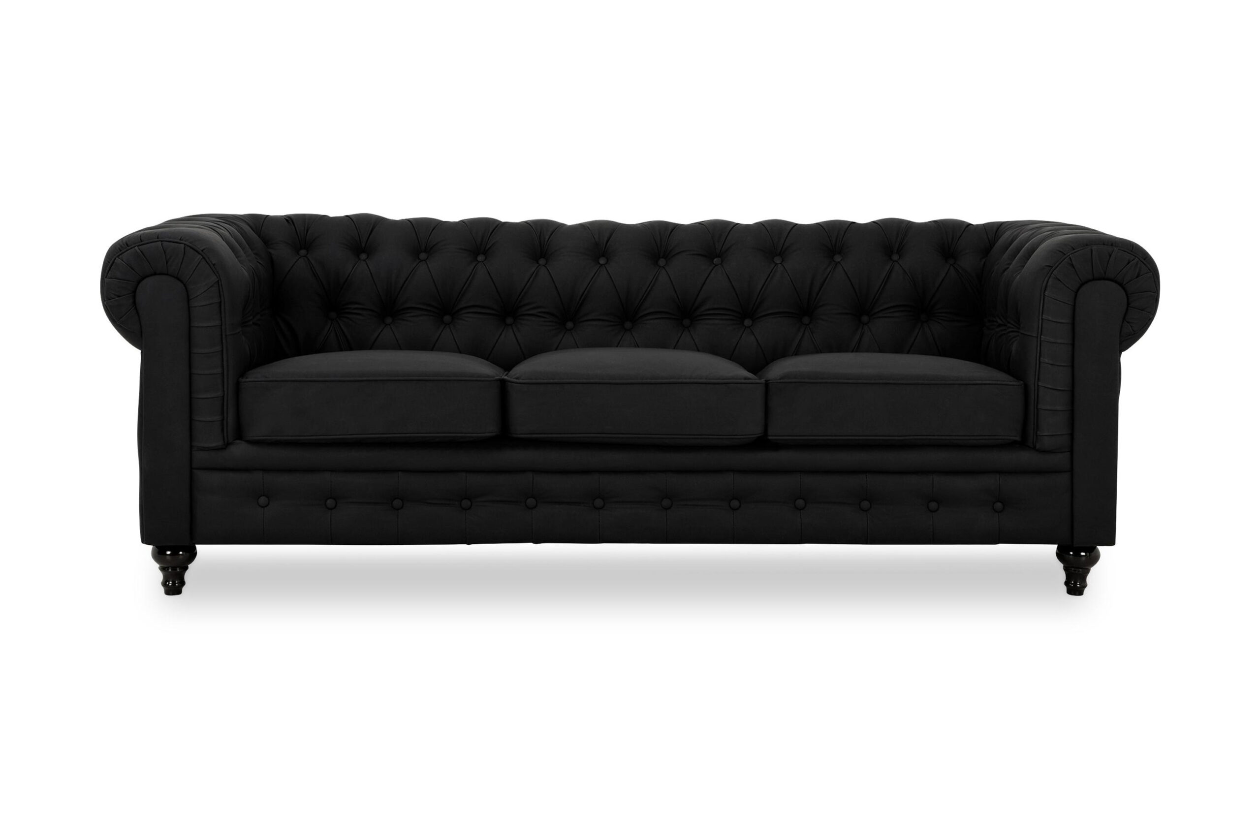Chesterfield Lyx 3-istuttava Syvä sohva tekonahkassa - Musta