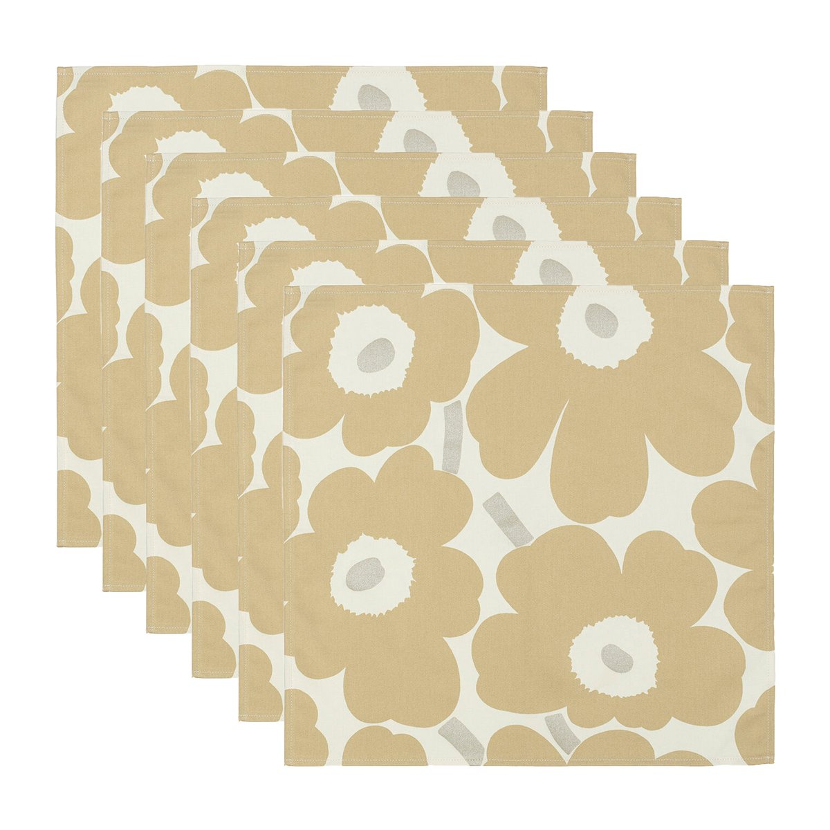 Marimekko Pieni Unikko -servetti 43 x 43 cm 6-pakkaus Beige-silver-white