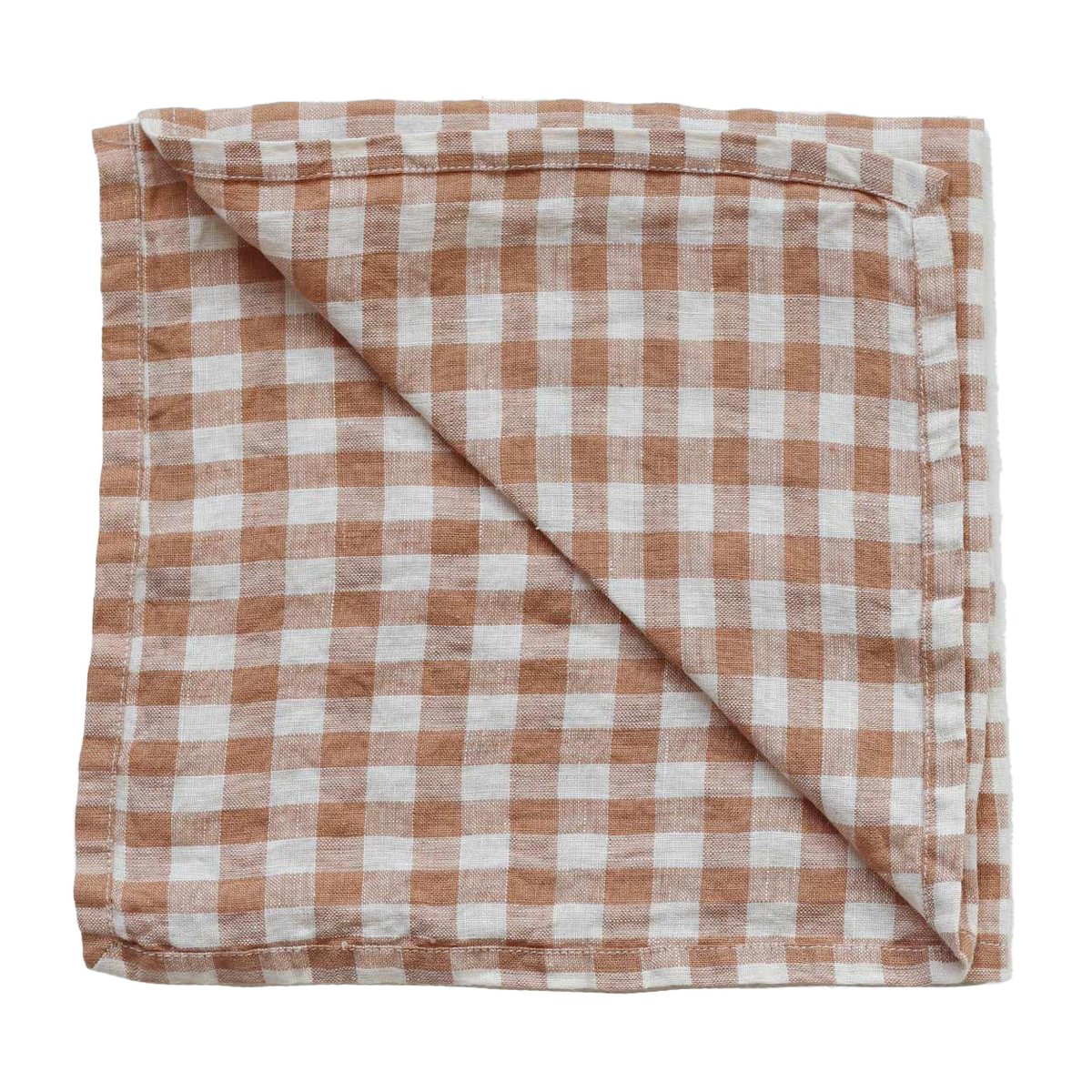 Tell Me More Gingham-ruudullinen pellavalautasliina 45 x 45 cm Biscuit