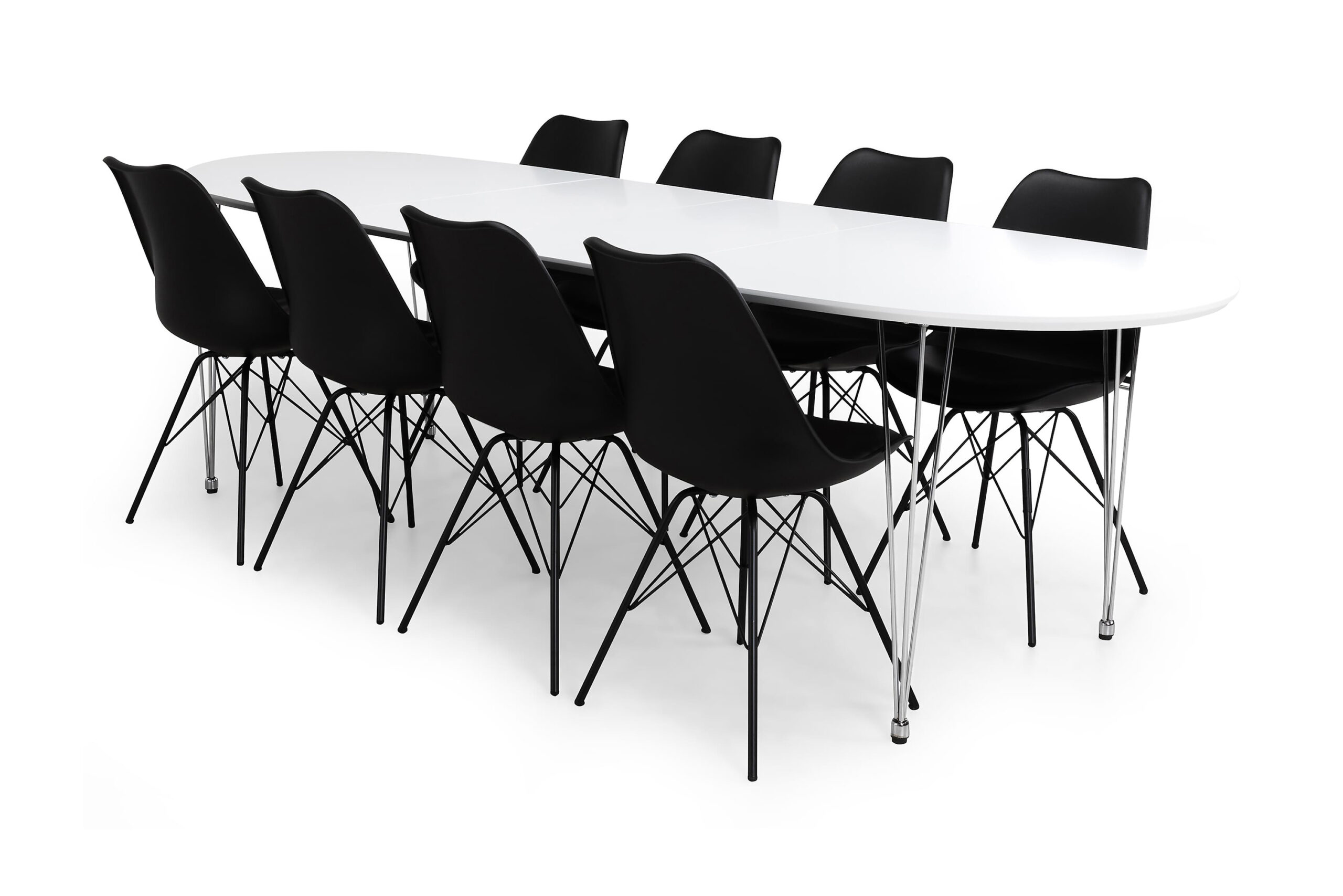 Ruokailuryhmä Lennox 8 Scale tuolia - Valkoinen/Kromi/Musta