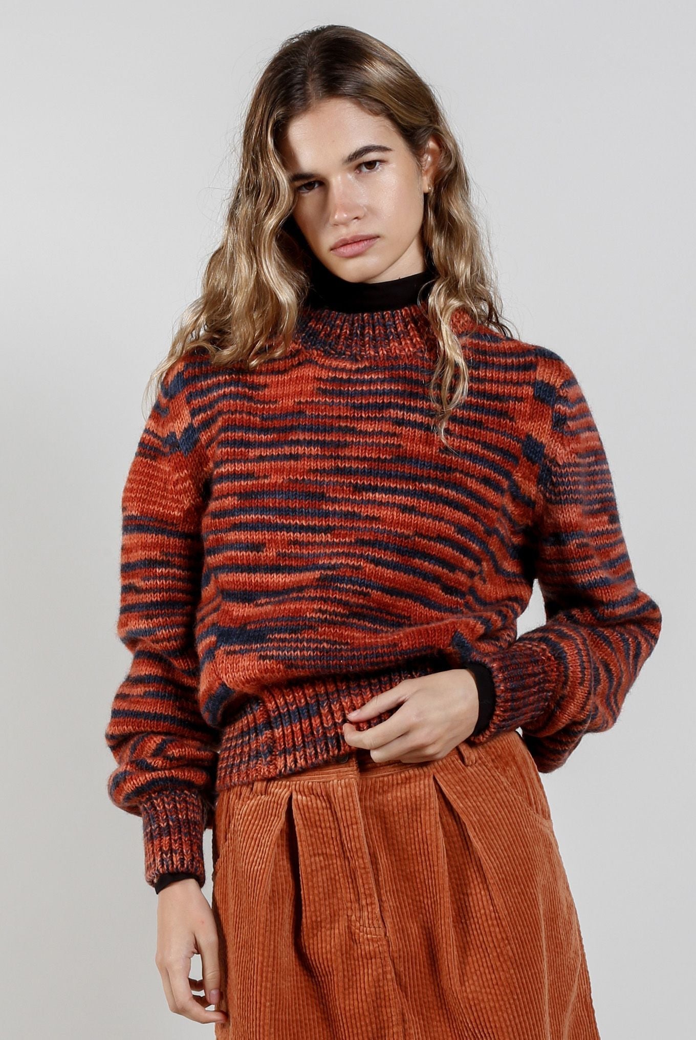 Sang Handknit Wool Jumper Terracotta