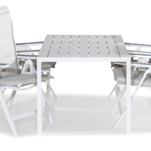 Ruokailuryhmä Tunis 150x90 4 Monaco Light tuolia Pehmusteet - Valk/Harmaa/L.valk