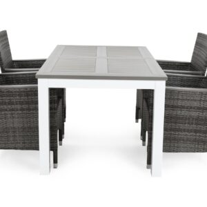 Ruokailuryhmä Monaco 152-210 cm 4 Thor Lyx tuolia - Valkoinen/Harmaa/Aintwood