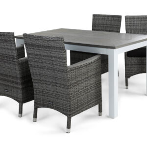 Ruokailuryhmä Monaco 152-210 cm 4 Thor Lyx tuolia Pehmusteet - Valkoinen/Harmaa/Aintwood/Musta