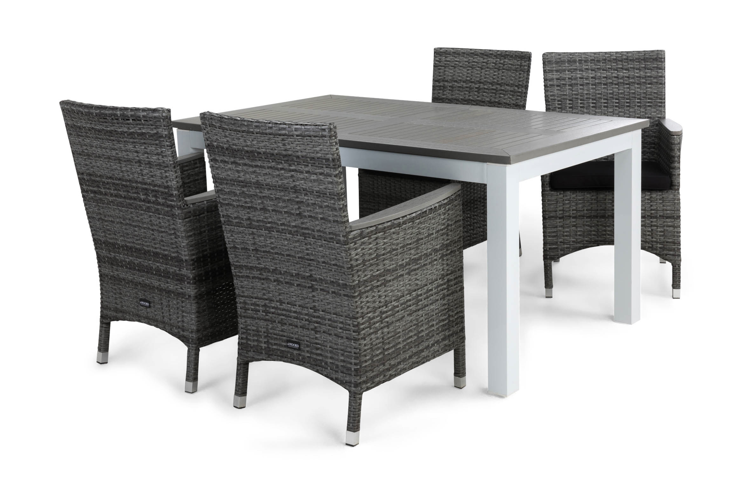 Ruokailuryhmä Monaco 152-210 cm 4 Thor Lyx tuolia Pehmusteet - Valkoinen/Harmaa/Aintwood/Musta
