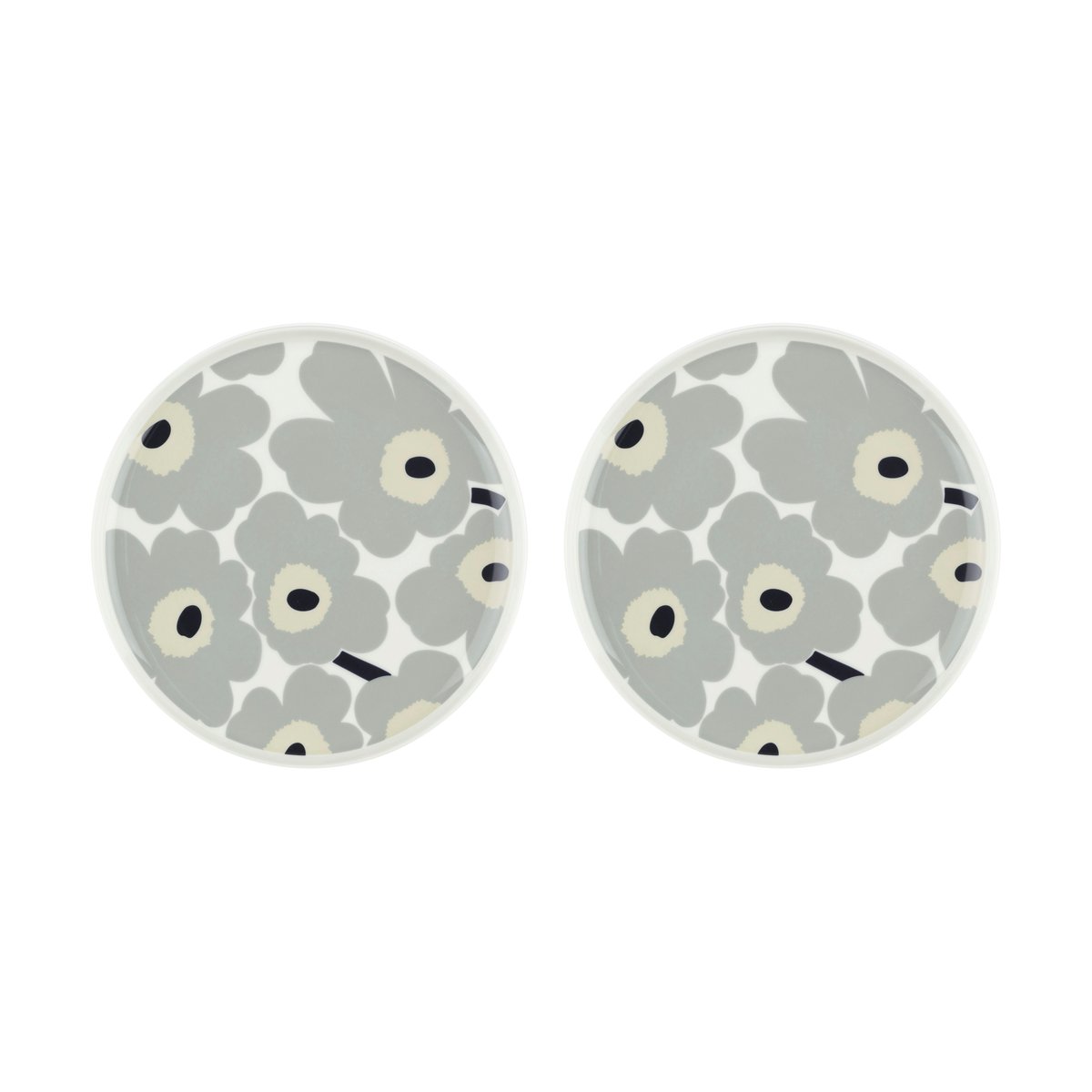 Marimekko Unikko lautanen Ø25 cm 2-pakkaus White-light grey-sand-dark blue