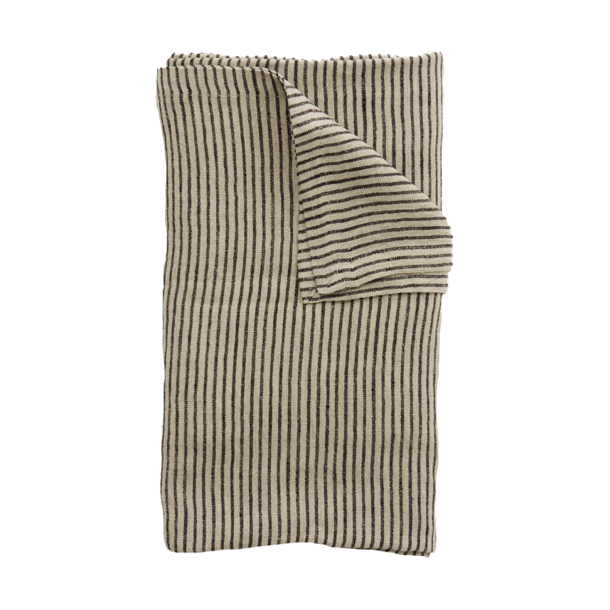 Olsson & Jensen Stripe pellavapöytäliina 150x300 cm Musta-hiekka