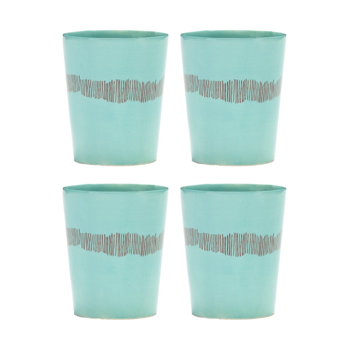 Serax Ottolenghi Feast teekuppi 33 cl 4-pakkaus Azure stripes-red