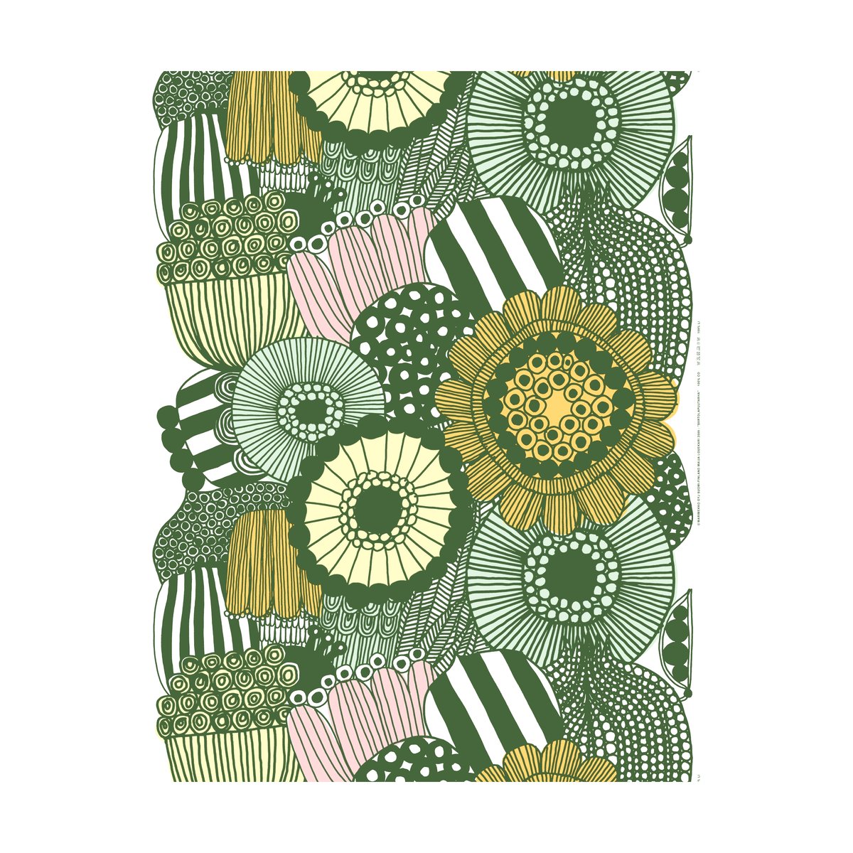 Marimekko Siirtolapuutarha vahakangas White-green-light yellow-orange