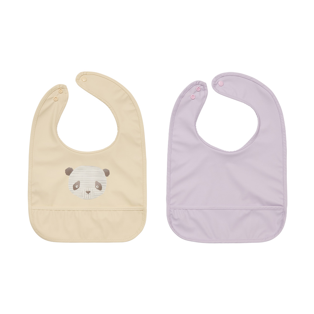 OYOY Lun Lun panda ruokalappu 2 osaa Vanilla-lavender