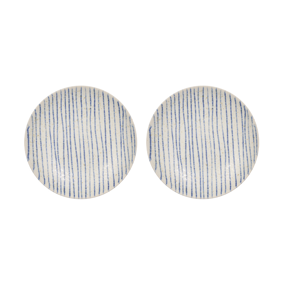 OYOY Nori striped kulho small Ø12,9 cm 2-pack. Clay-optic Blue