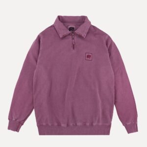 Sauce Loopback Pigment Dyed Half Zip Sweater Garnacha Red