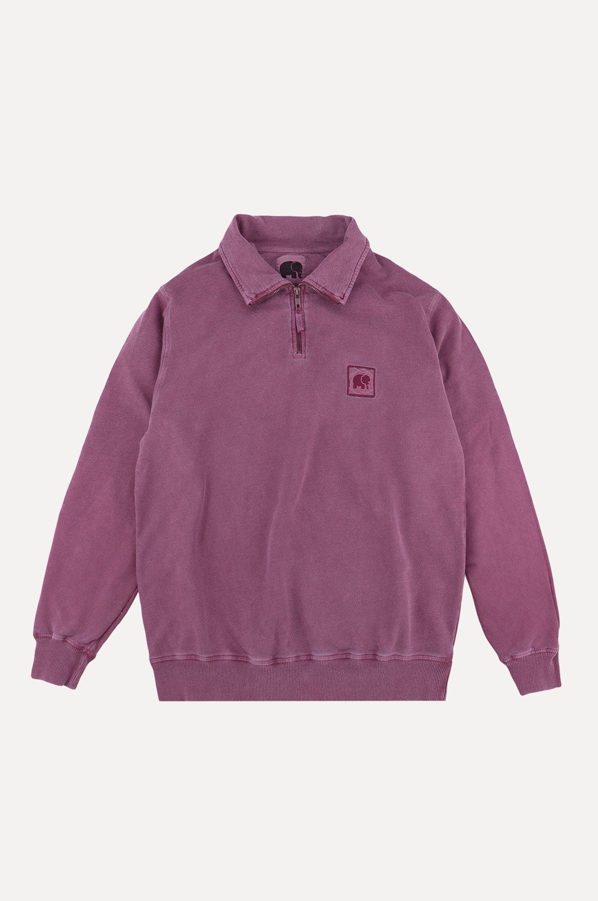 Sauce Loopback Pigment Dyed Half Zip Sweater Garnacha Red