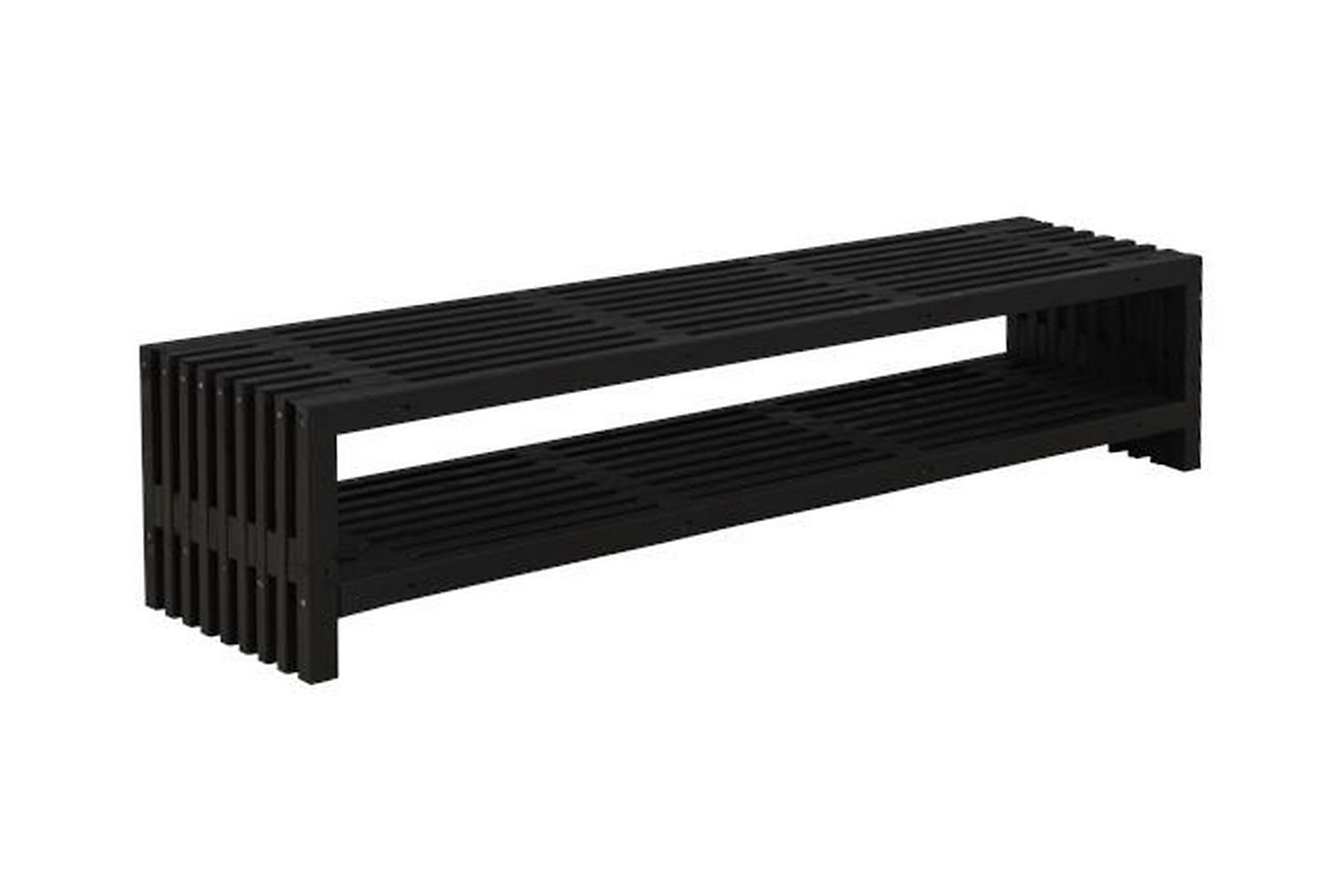 Rustik Rimapenkki Design 218x49x45cm hyllyllä - musta -