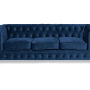 Chesterfield Lyx 3-istuttava Samettisohva – Syvä sohva - Sininen
