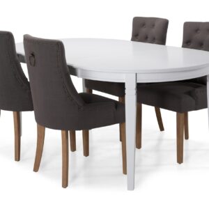 Ruokapöytä Lowisa Jatkettava 150 cm Ovaali - Valkoinen/Beige/Harmaa