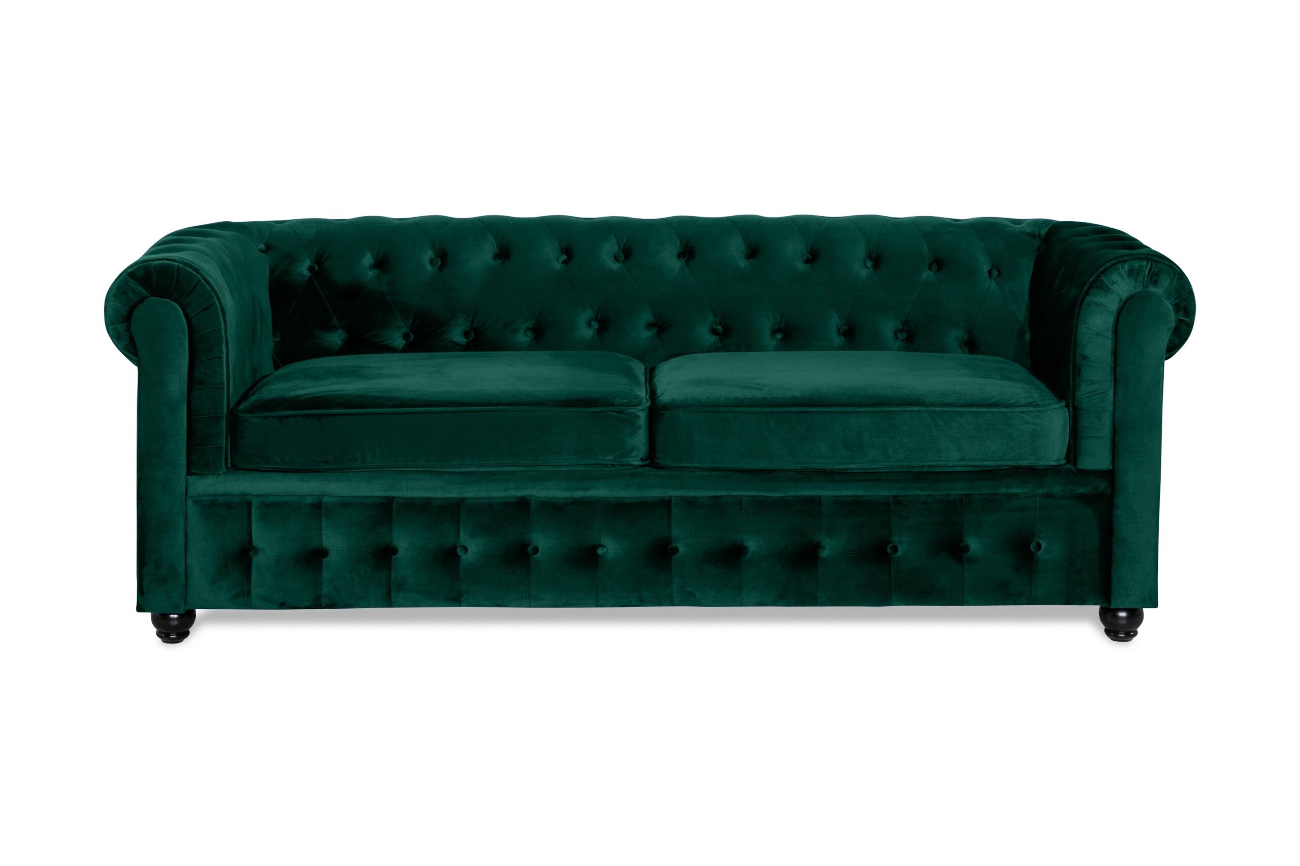 Chesterfield Lyx 3-istuttava Etupyöreä vuodesohva sametissa - Tummanvihreä