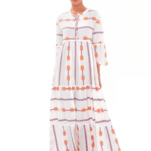 Kirjailtu Cami Puuvilla Mekko Valkoinen