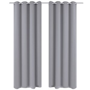 Harmaat Pimennysverhot Metallirenkailla 2 kpl 135 x 245 cm - Harmaa