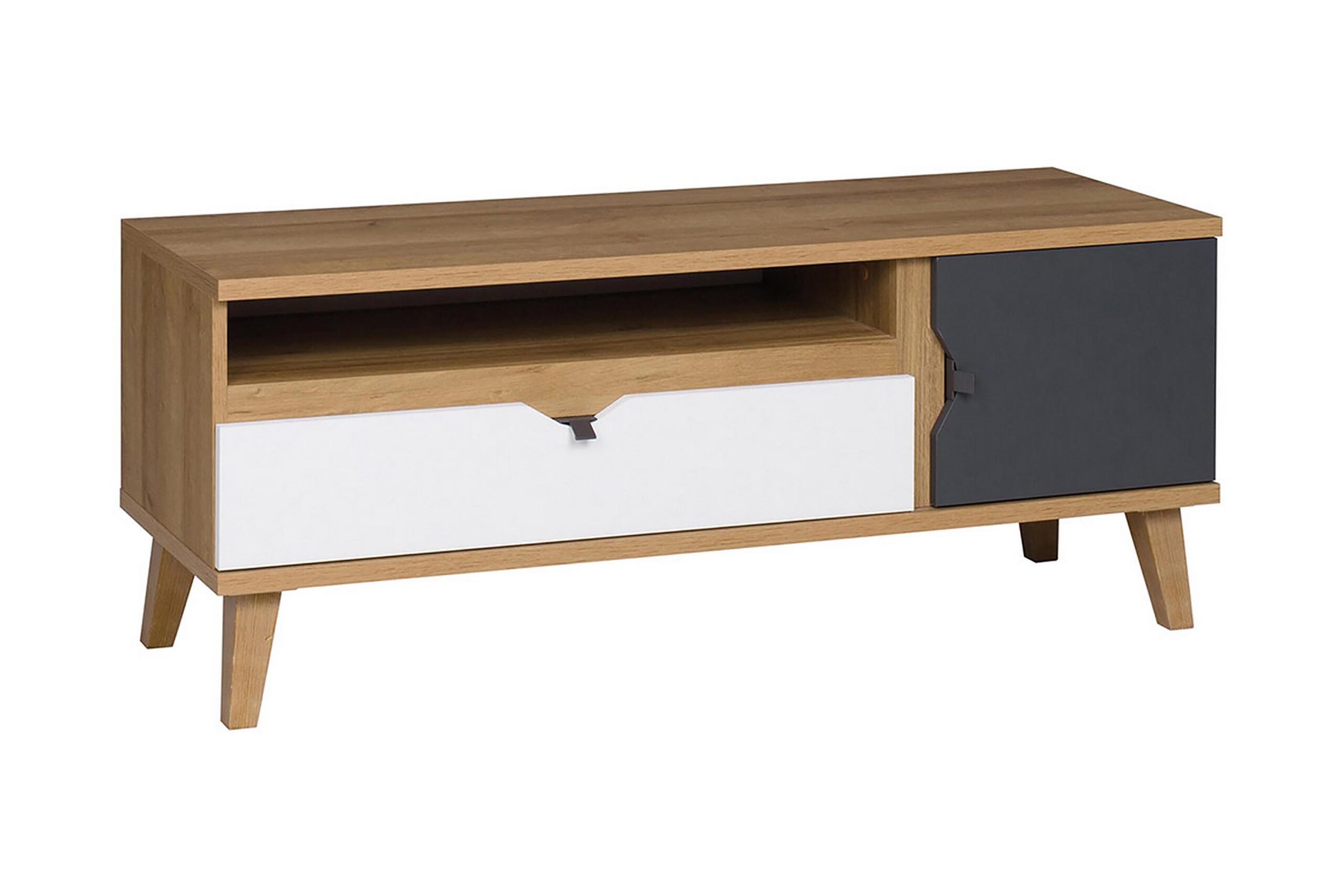 TV-taso Lyseme 120 cm - Valkoinen/Harmaa/Puu
