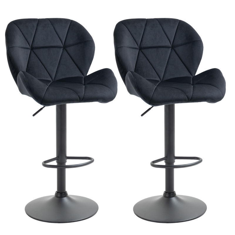 2 baarituolia Ergonominen Velvet Black Seat K. 60-81,5 cm