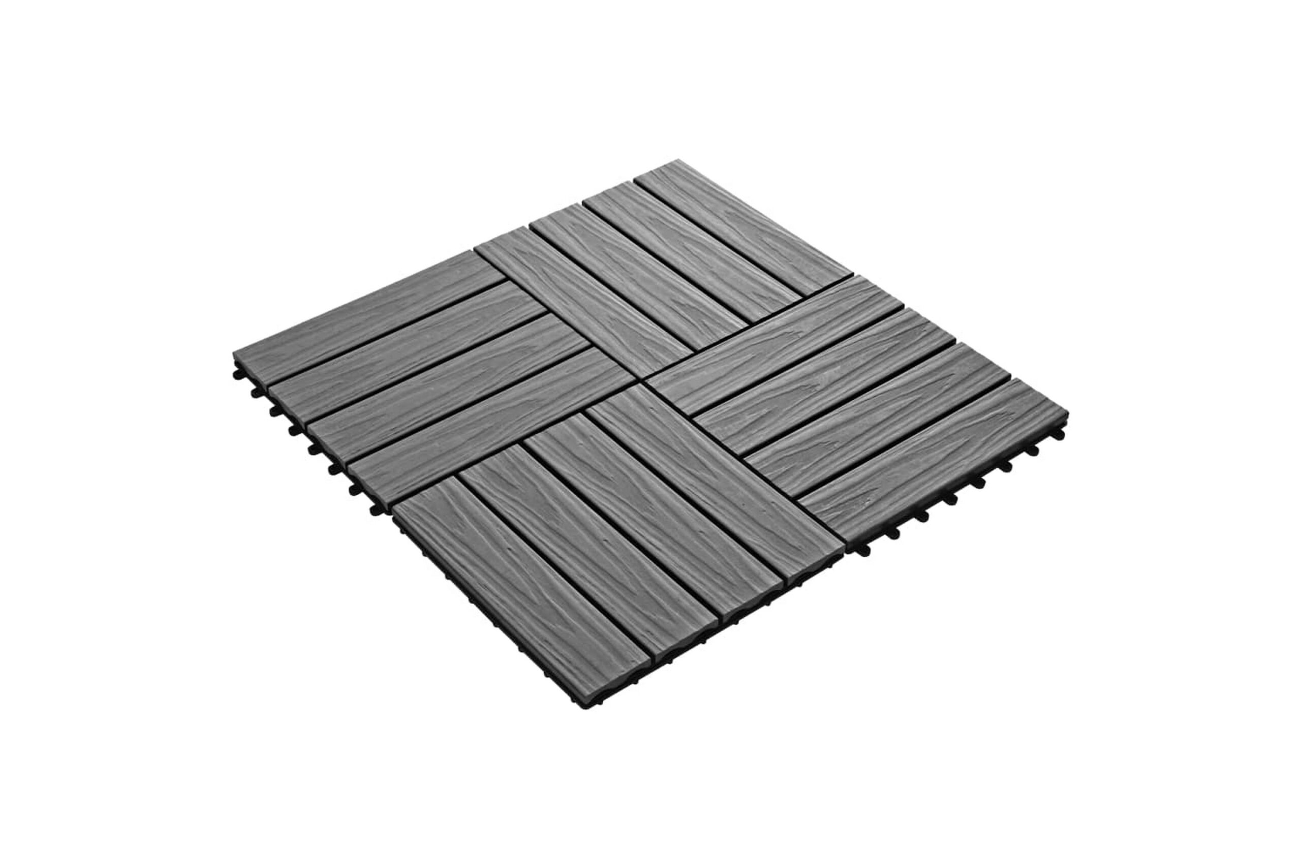 Lattialaatat 11 kpl puumuovikomposiitti 30x30 cm 1m² harmaa - Harmaa