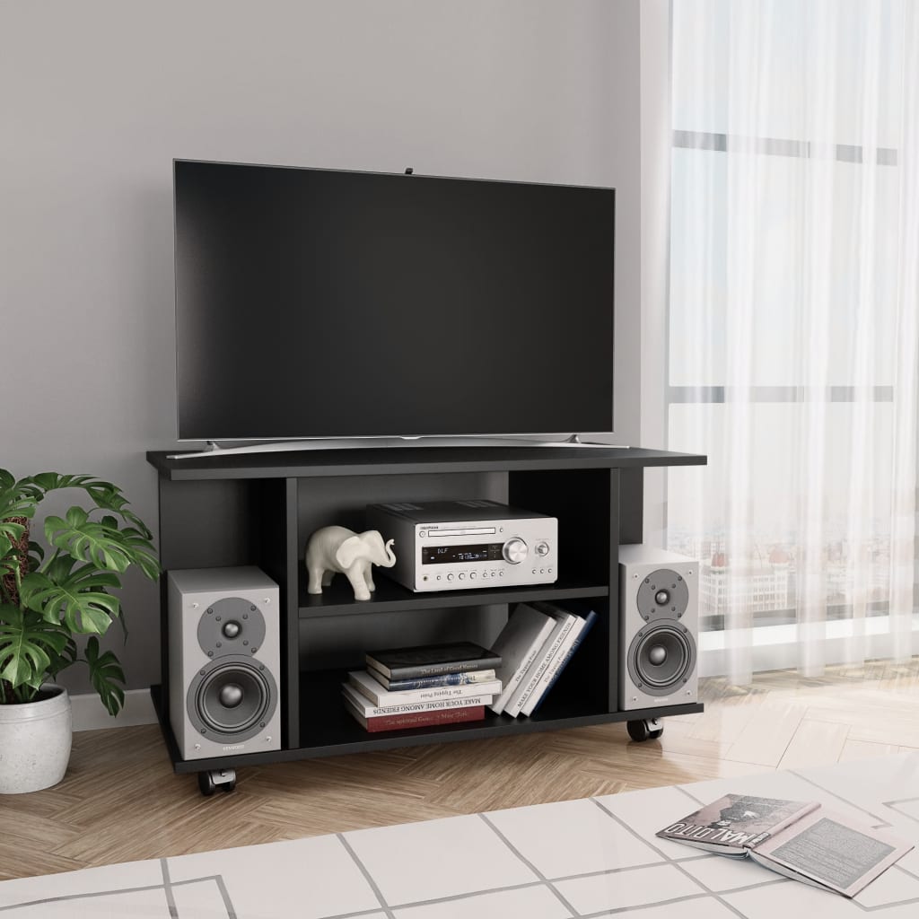 vidaXL TV-taso rullapyörillä musta 80x40x45 cm tekninen puu