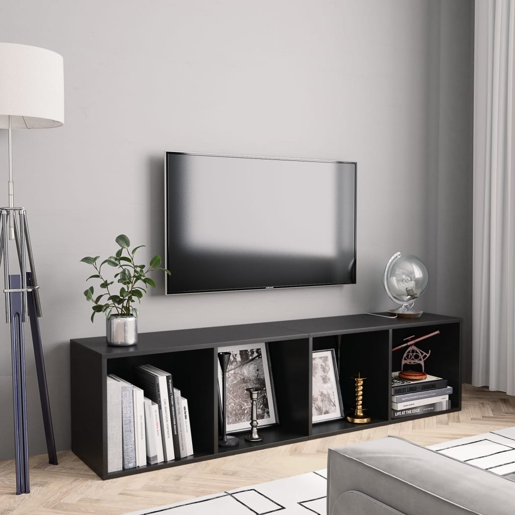 vidaXL Kirjahylly/TV-taso musta 143x30x36 cm