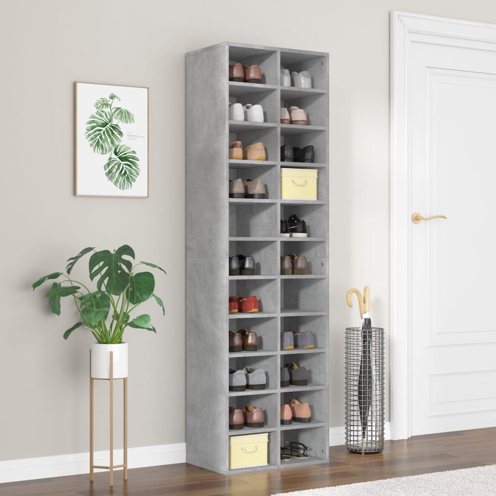 vidaXL Kenkäkaappi betoninharmaa 54x34x183 cm lastulevy