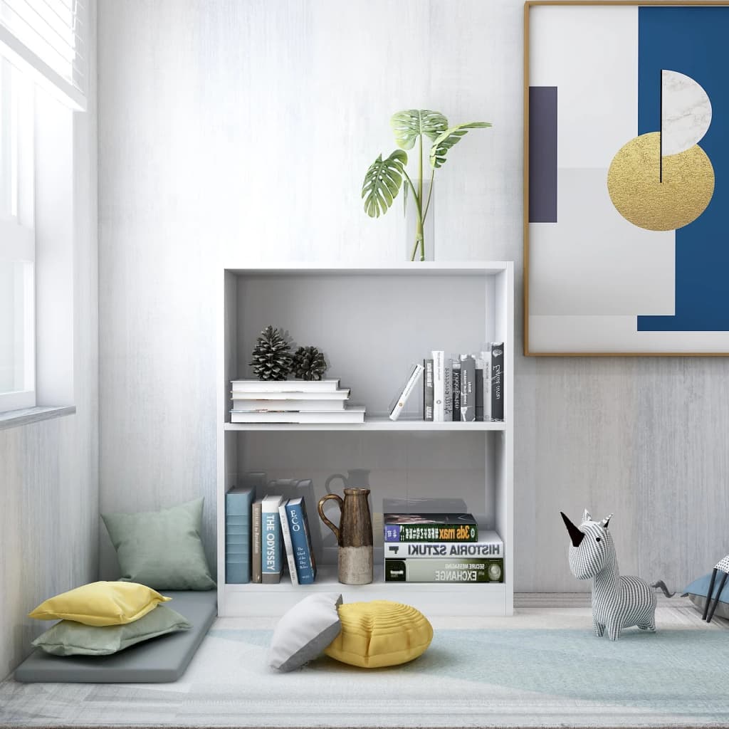 vidaXL Kirjahylly korkeakiilto valkoinen 60x24x76 cm tekninen puu