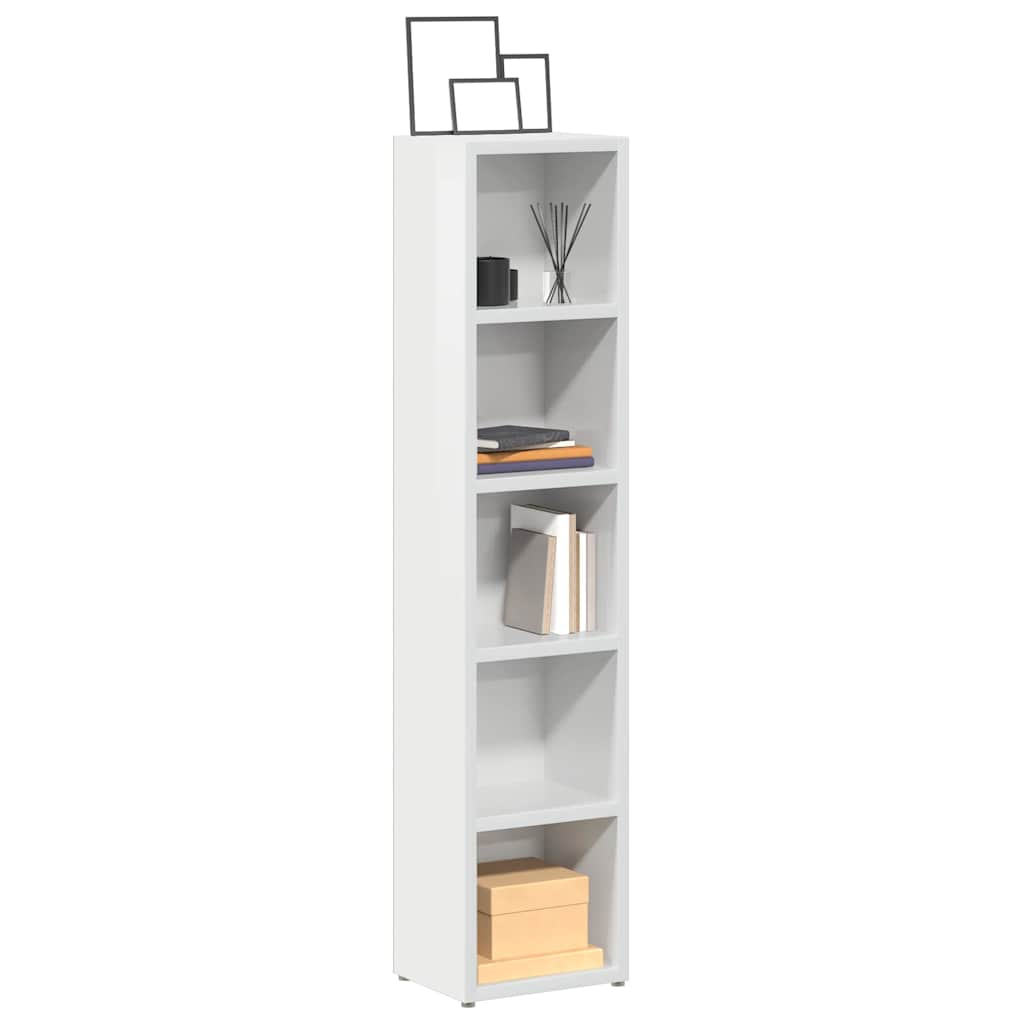 vidaXL CD-hyllyt 2 kpl korkeakiilto valkoinen 21x16x93,5 cm lastulevy