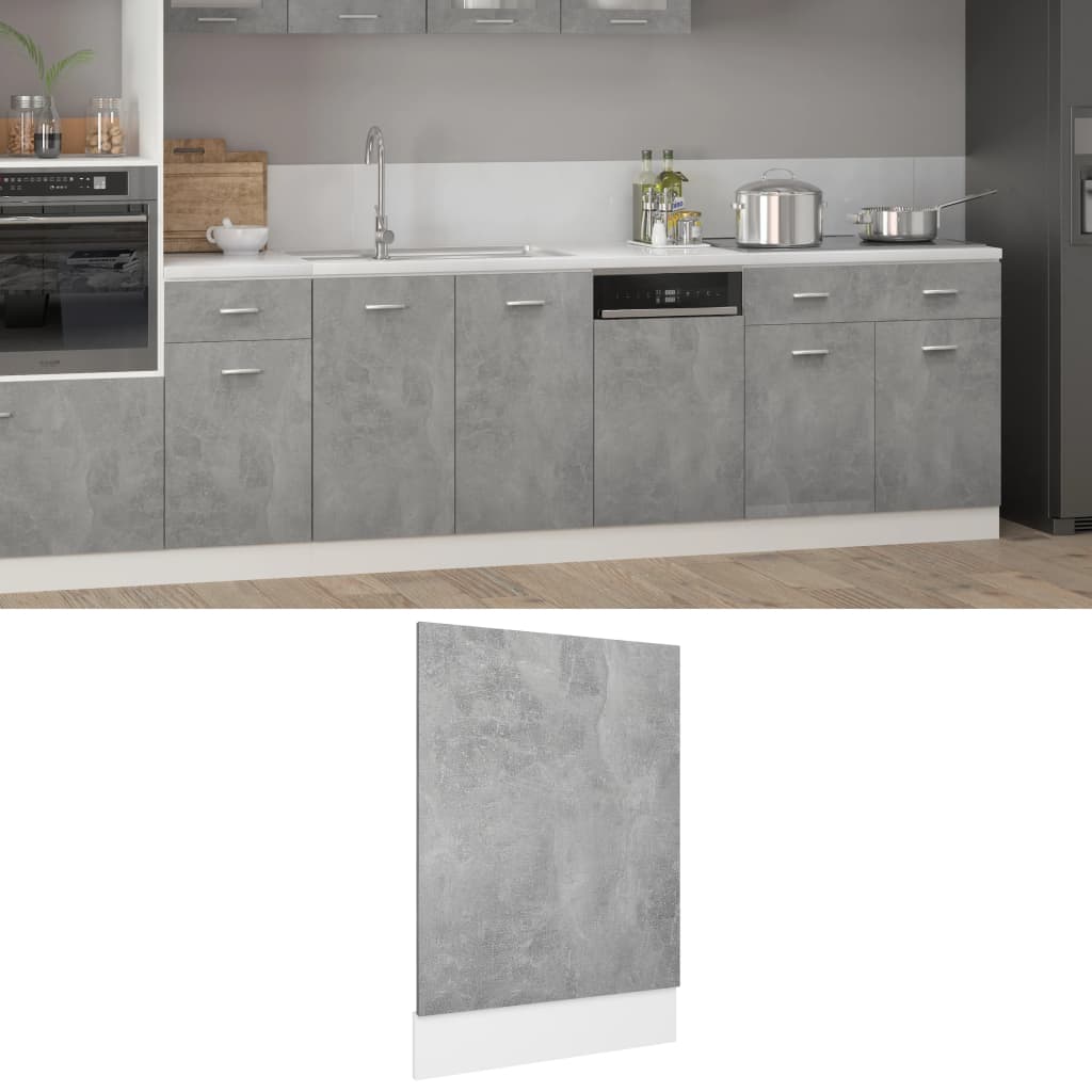 vidaXL Astianpesukoneen paneeli betoninharmaa 45x3x67 cm tekninen puu
