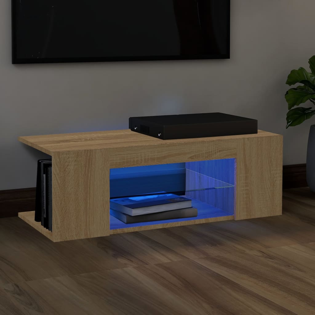 vidaXL TV-taso LED-valoilla Sonoma-tammi 90x39x30 cm