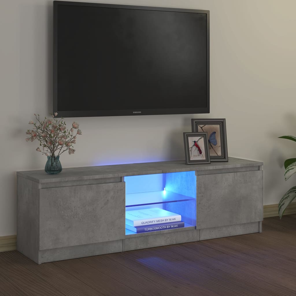 vidaXL TV-taso LED-valoilla betoninharmaa 120x30x35,5 cm