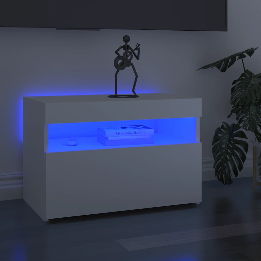 vidaXL TV-taso LED-valoilla valkoinen 60x35x40 cm