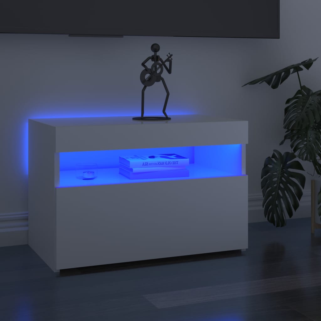 vidaXL TV-taso LED-valoilla korkeakiilto valkoinen 60x35x40 cm