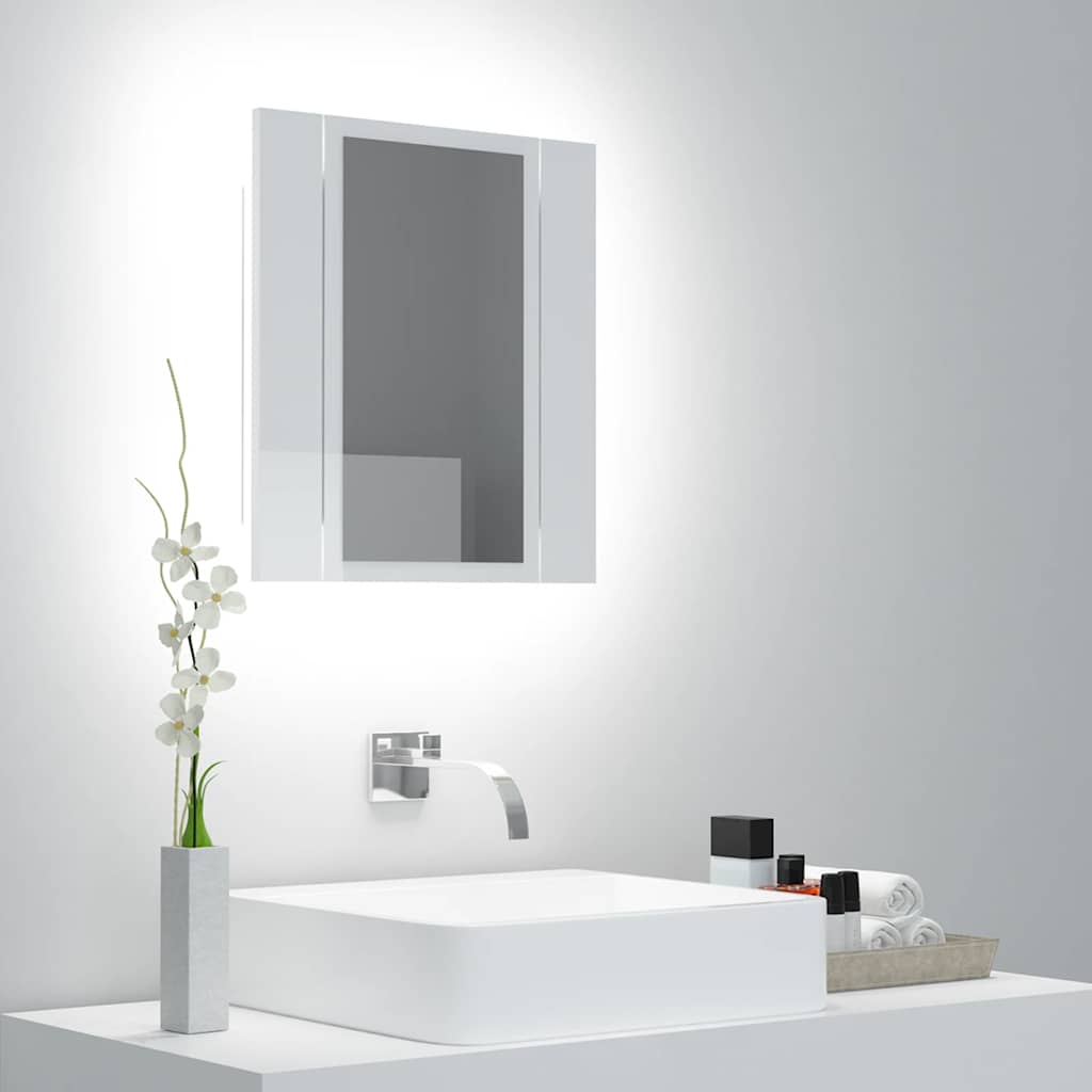vidaXL Kylpyhuoneen LED peilikaappi korkeak. valk. 40x12x45 cm akryyli