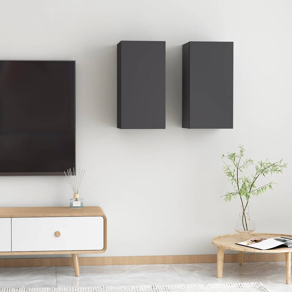 vidaXL TV-tasot 2 kpl harmaa 30,5x30x60 cm tekninen puu