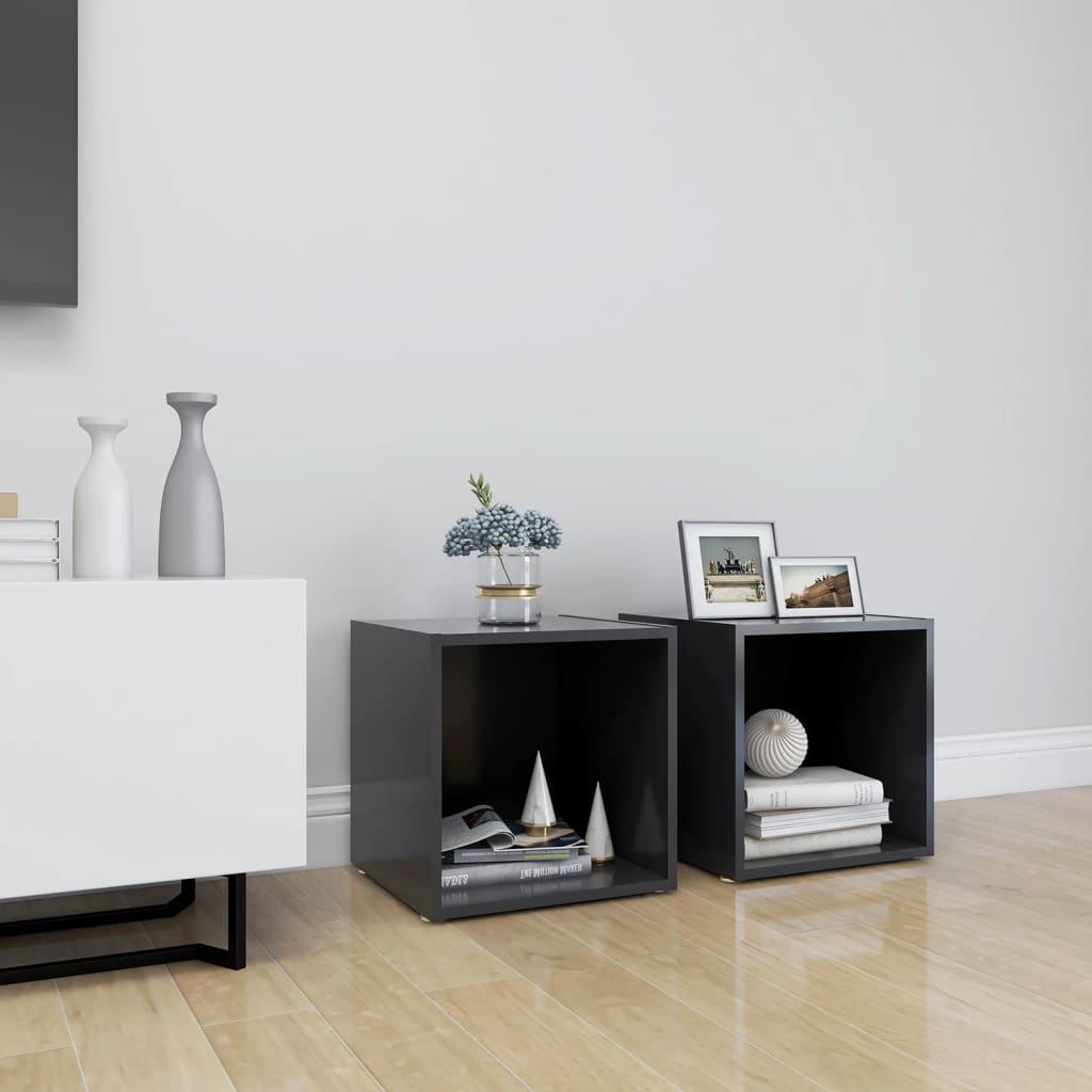 vidaXL TV-tasot 2 kpl harmaa 37x35x37 cm tekninen puu