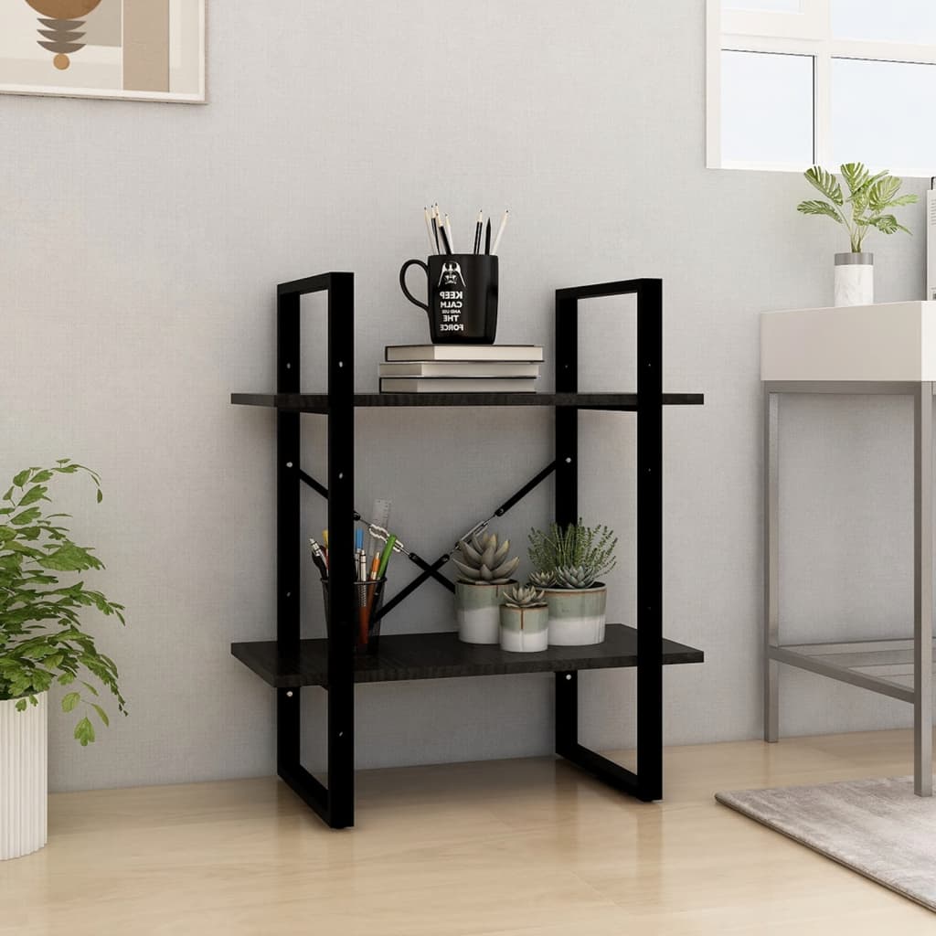 vidaXL 2-tasoinen kirjahylly musta 60x30x70 cm täysi mänty