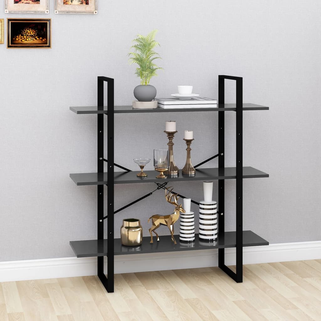 vidaXL Kirjahylly betoninharmaa 100x30x105 cm tekninen puu