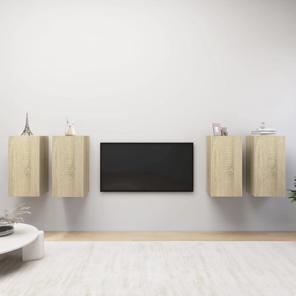 vidaXL TV-tasot 4 kpl Sonoma-tammi 30,5x30x60 cm tekninen puu