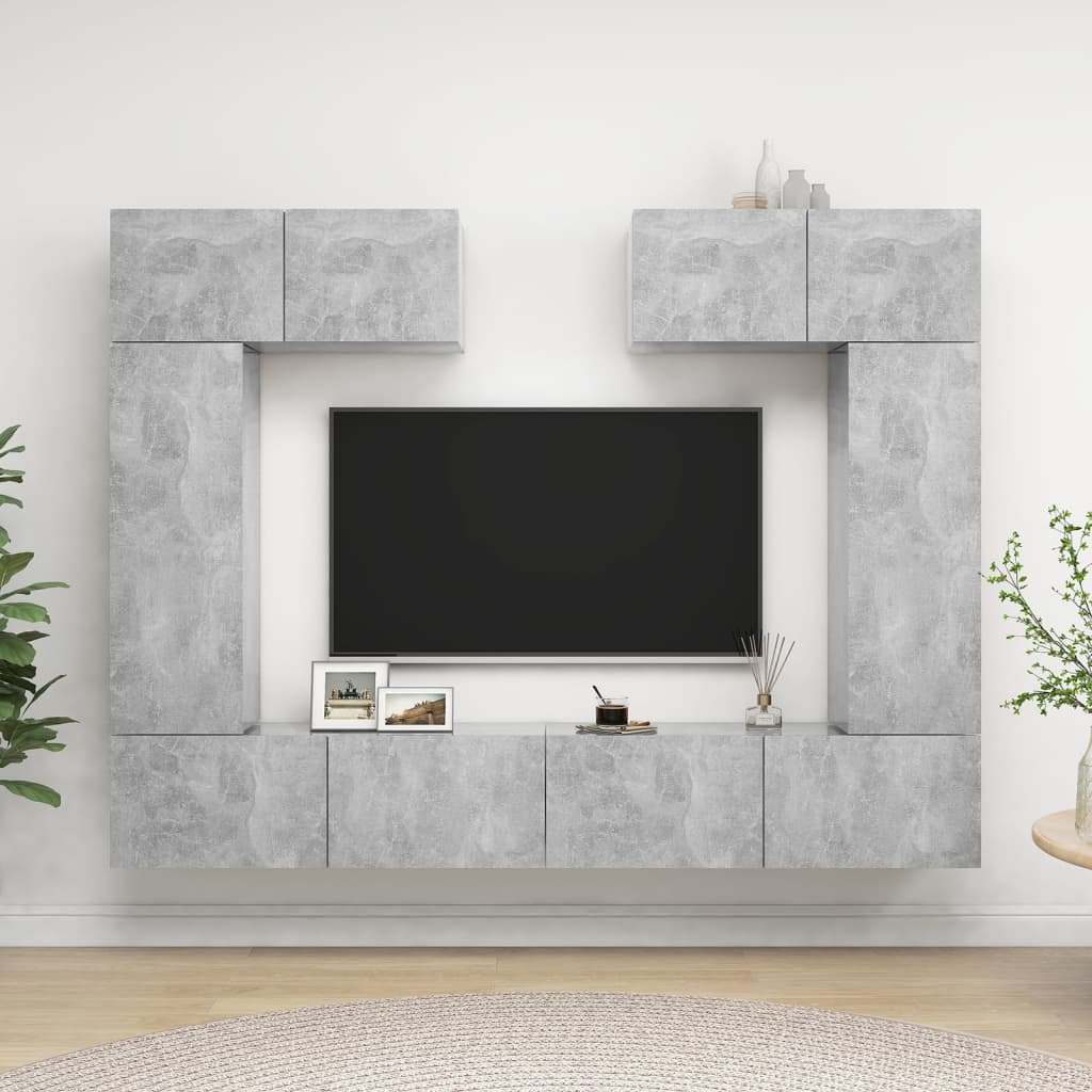 vidaXL 6-osainen TV-kaappisarja betoninharmaa tekninen puu