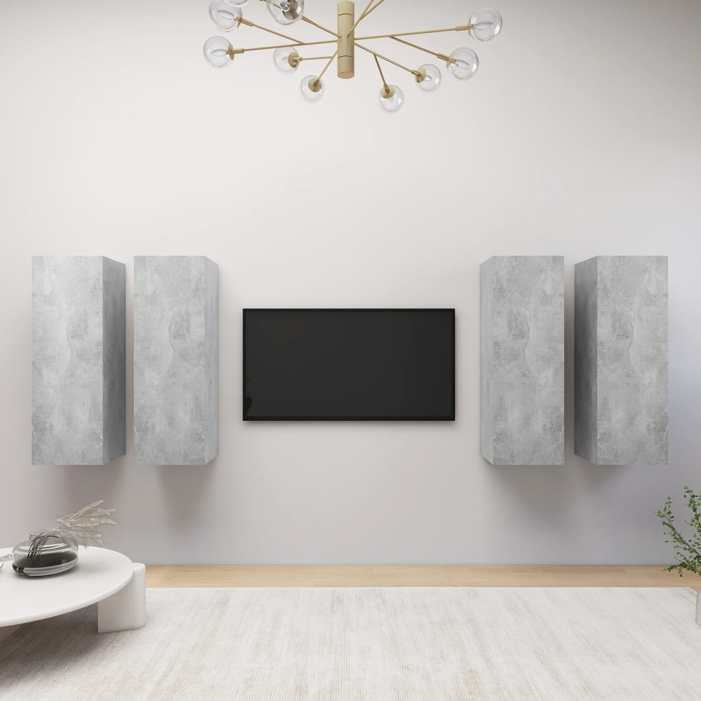 vidaXL TV-tasot 4 kpl betoninharmaa 30,5x30x90 cm tekninen puu