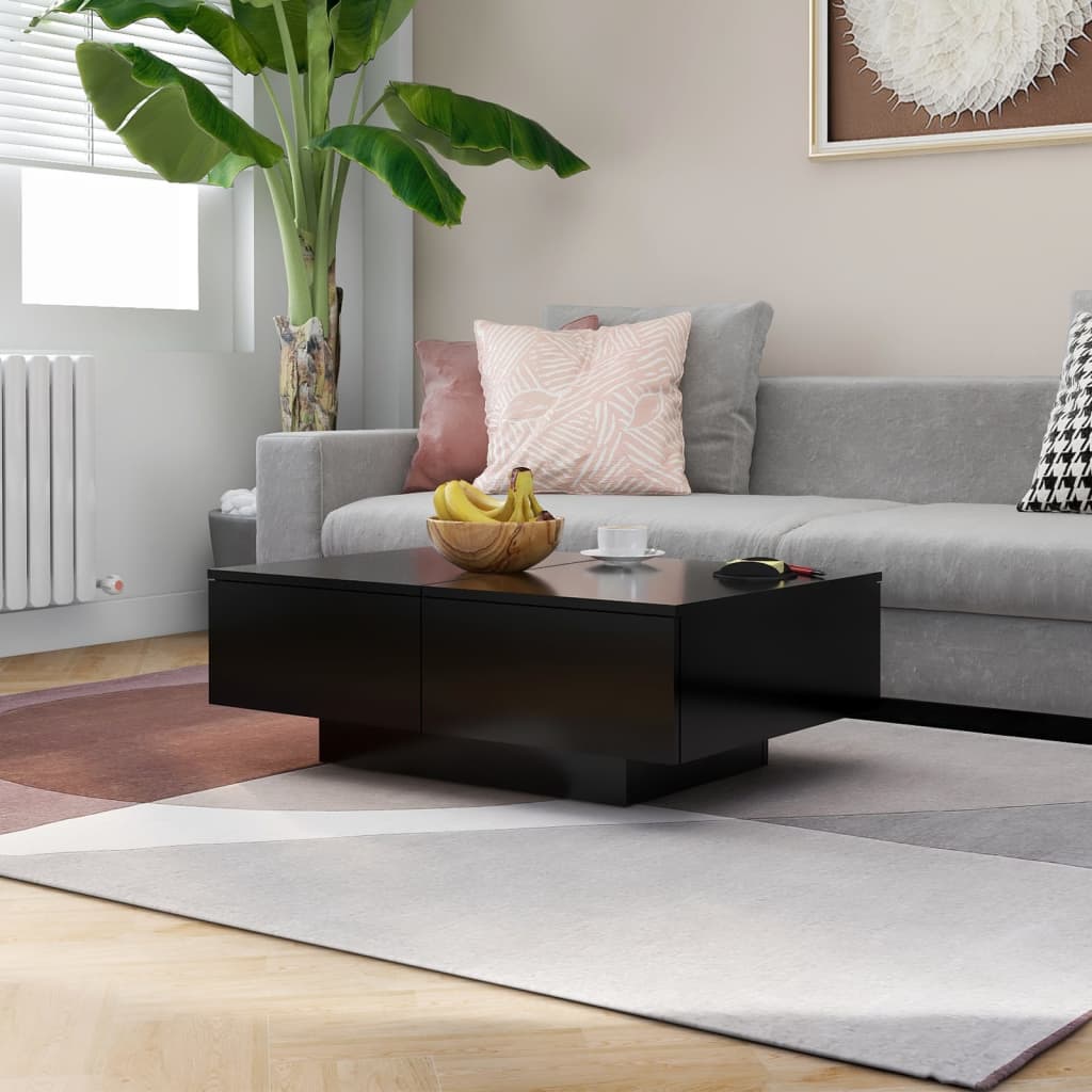 vidaXL Sohvapöytä musta 90x60x31 cm tekninen puu