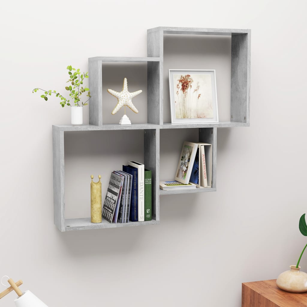 vidaXL Kuutioseinähylly betoninharmaa 80x15x78,5 cm tekninen puu