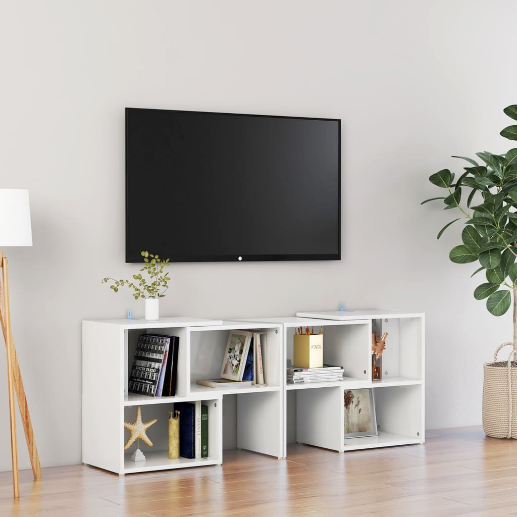 vidaXL TV-taso korkeakiilto valkoinen 104x30x52 cm tekninen puu